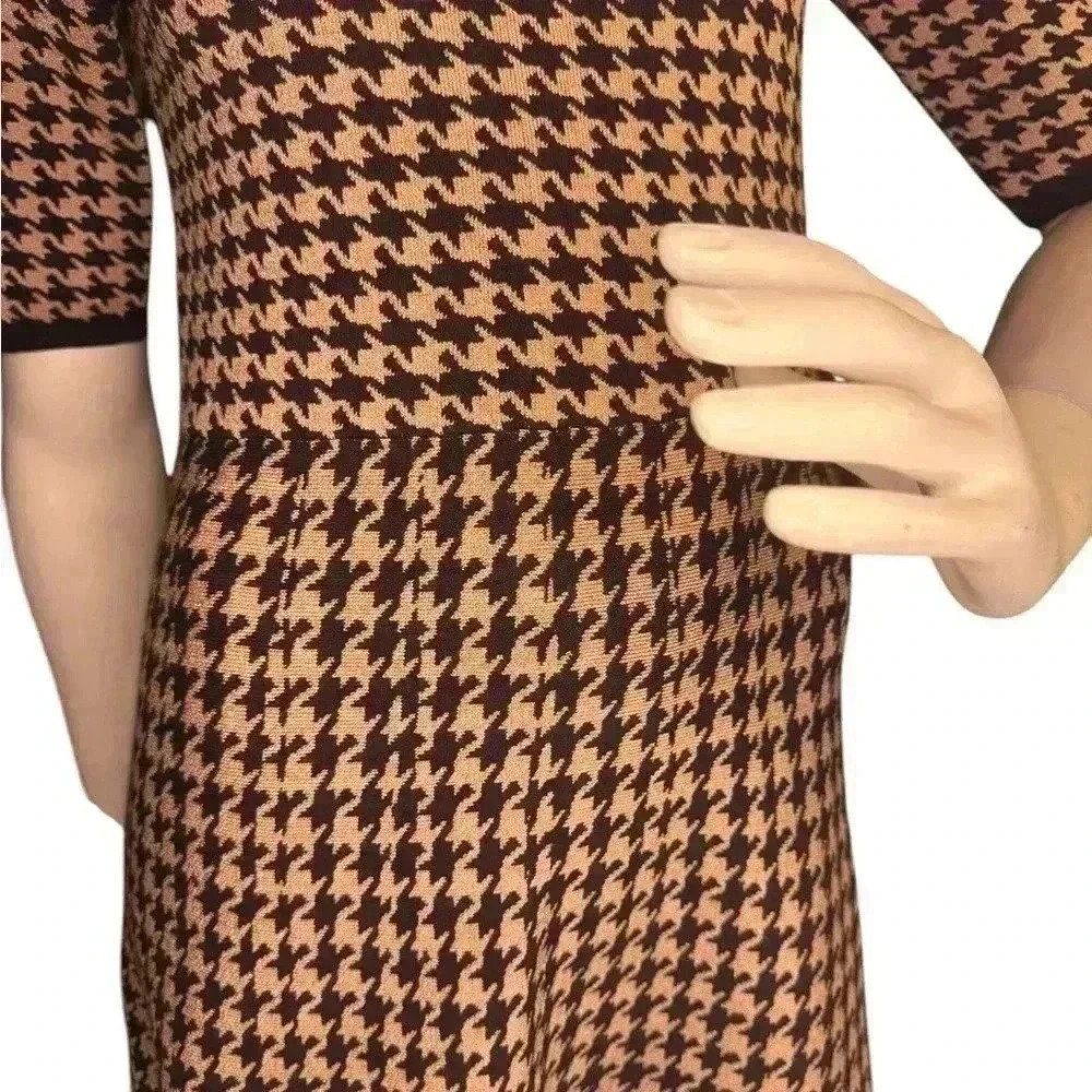 Ann Taylor Houndstooth Flare Dress Stretch Holiday Shimmer Size XS.  #311 - Picture 6 of 13